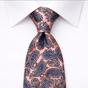Hardy Amies 100% Silk Retro Mens Tie Pink/Blue Paisley  UK  Luxury 3"x54"